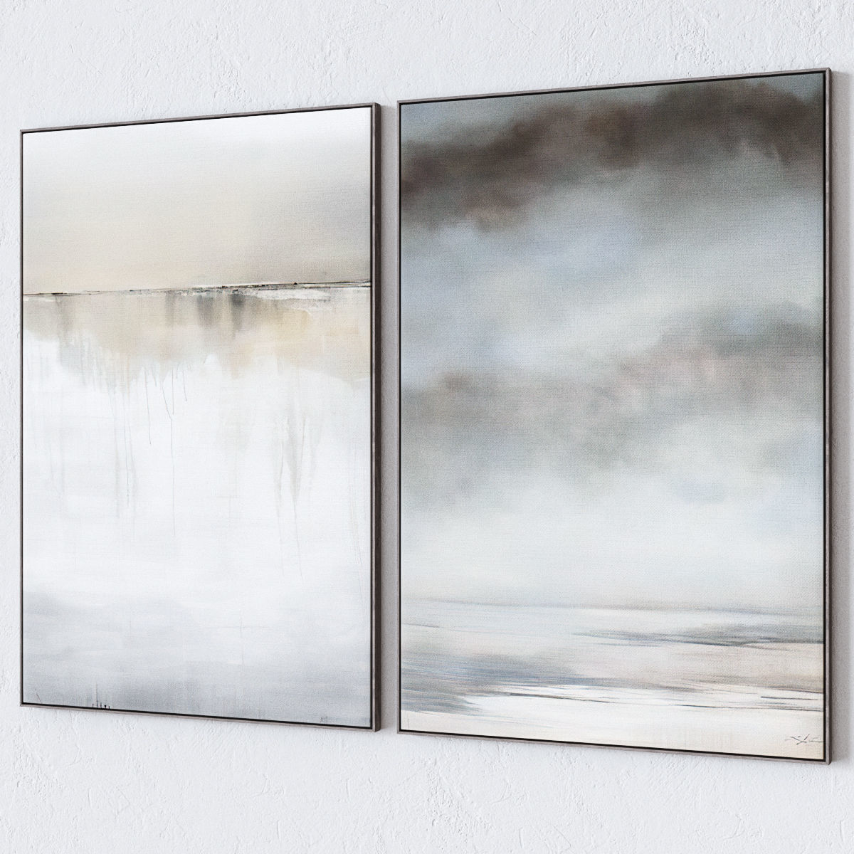 Set of six large wall paintings 3D model_2