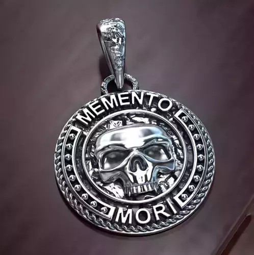 Mens skull pendant memento mori