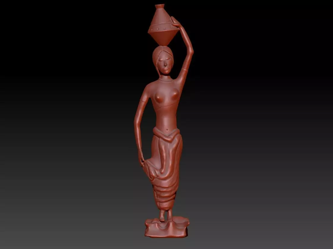 Woman Carrying Water Pot Pakistan 3D print model