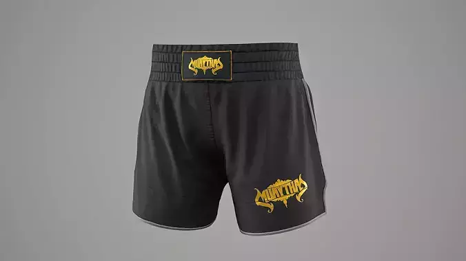 MMA Shorts Black PBR game-ready