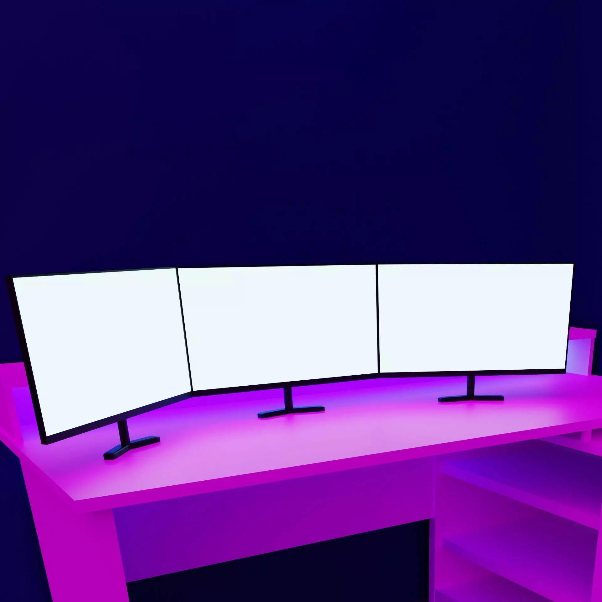3D Three monitors  Free 3D model_0