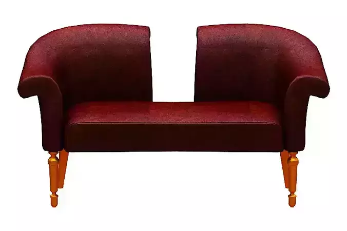 Double seater sofa  red leather and gold foil legs