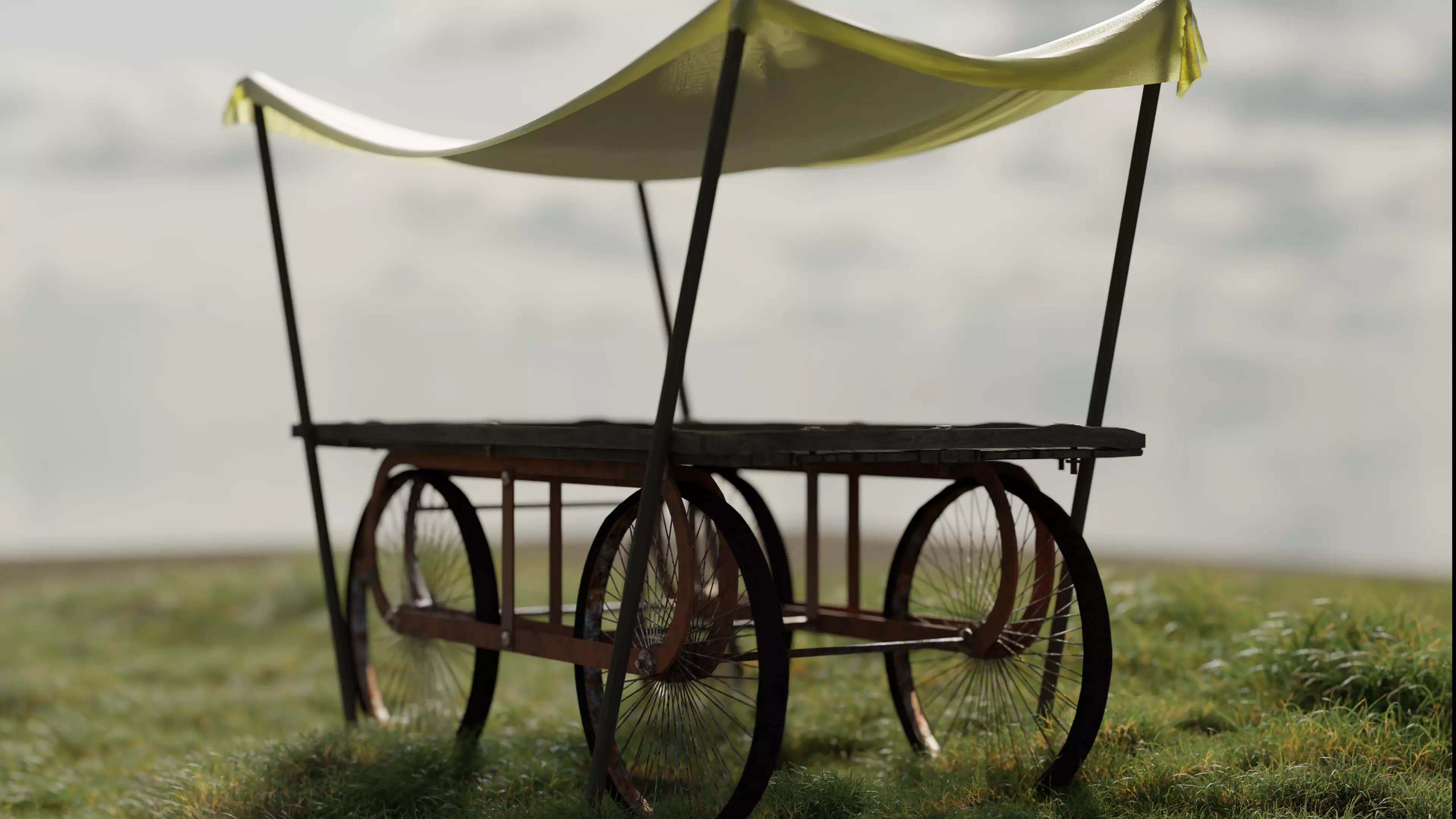 model wooden stall thela grass models Free 3D model
