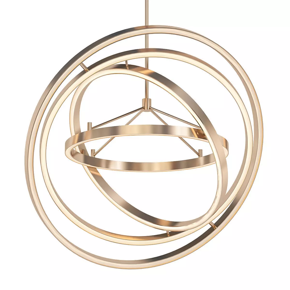 Cassini circular pendant light in gold 3D model_0