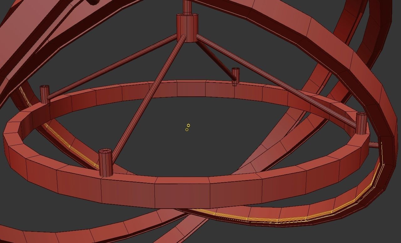 Cassini circular pendant light in gold 3D model_1