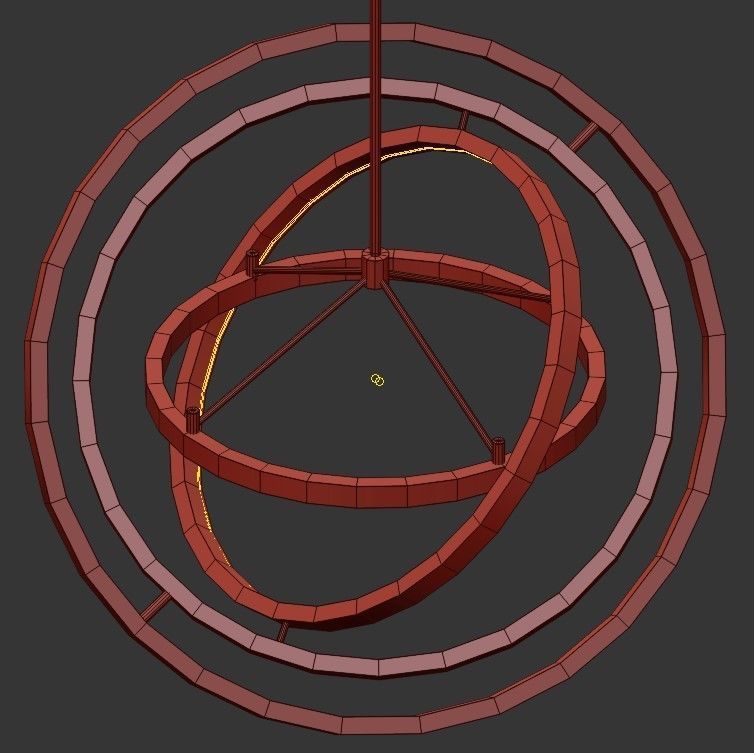 Cassini circular pendant light in gold 3D model_2