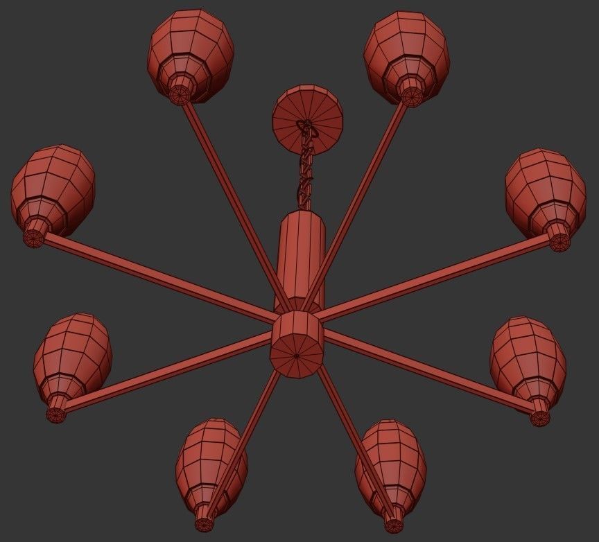 Julian chandelier with six lights in brass and clear glass 3D model_1