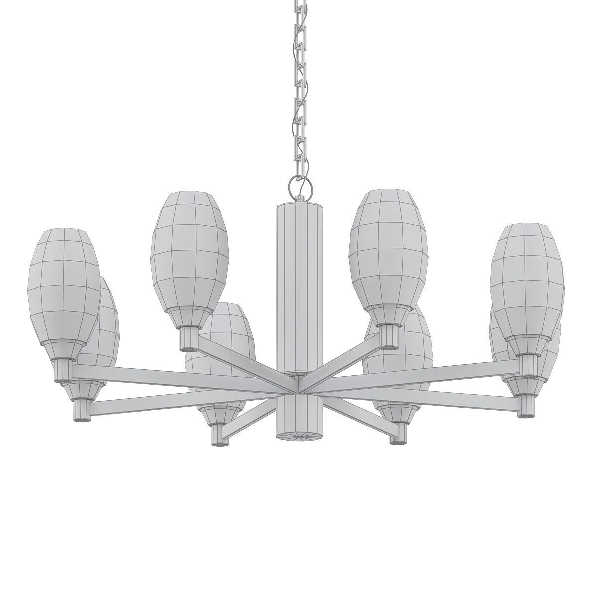 Julian chandelier with six lights in brass and clear glass 3D model_4