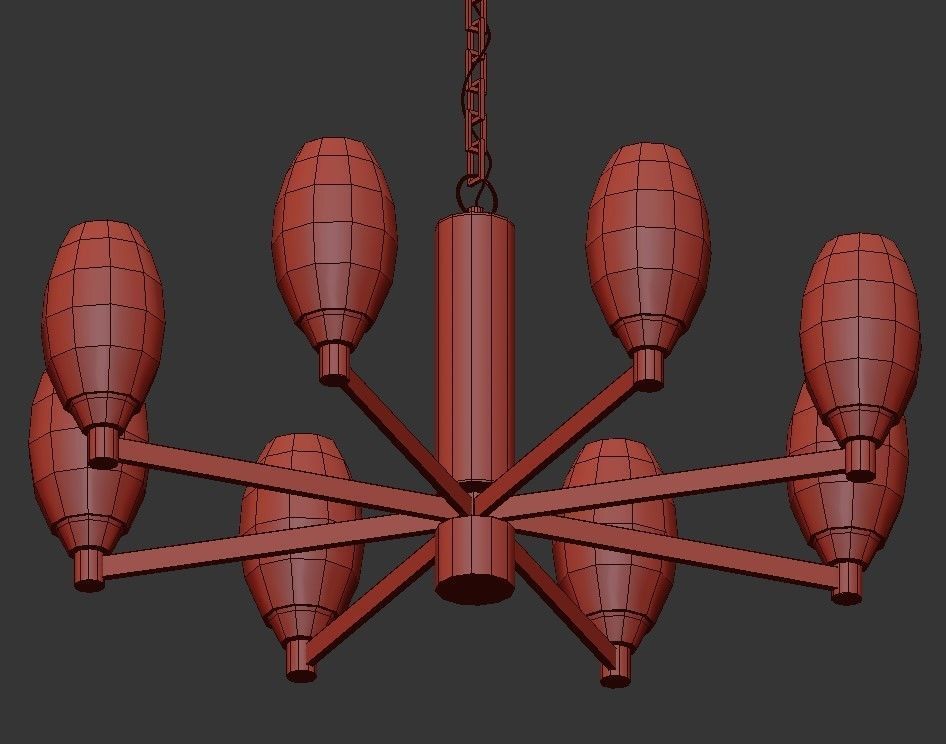 Julian chandelier with six lights in brass and clear glass 3D model_2