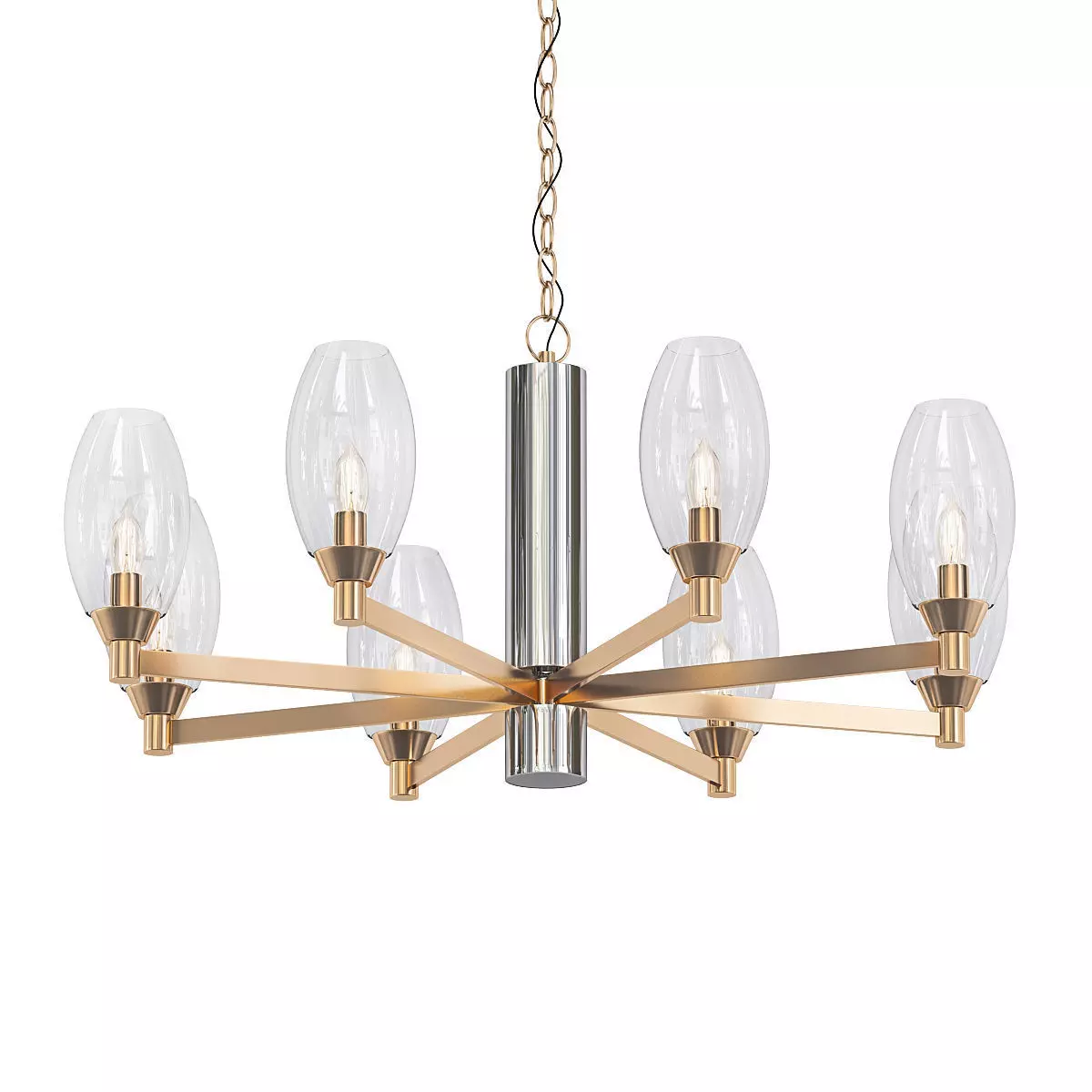 Julian chandelier with six lights in brass and clear glass 3D model_0