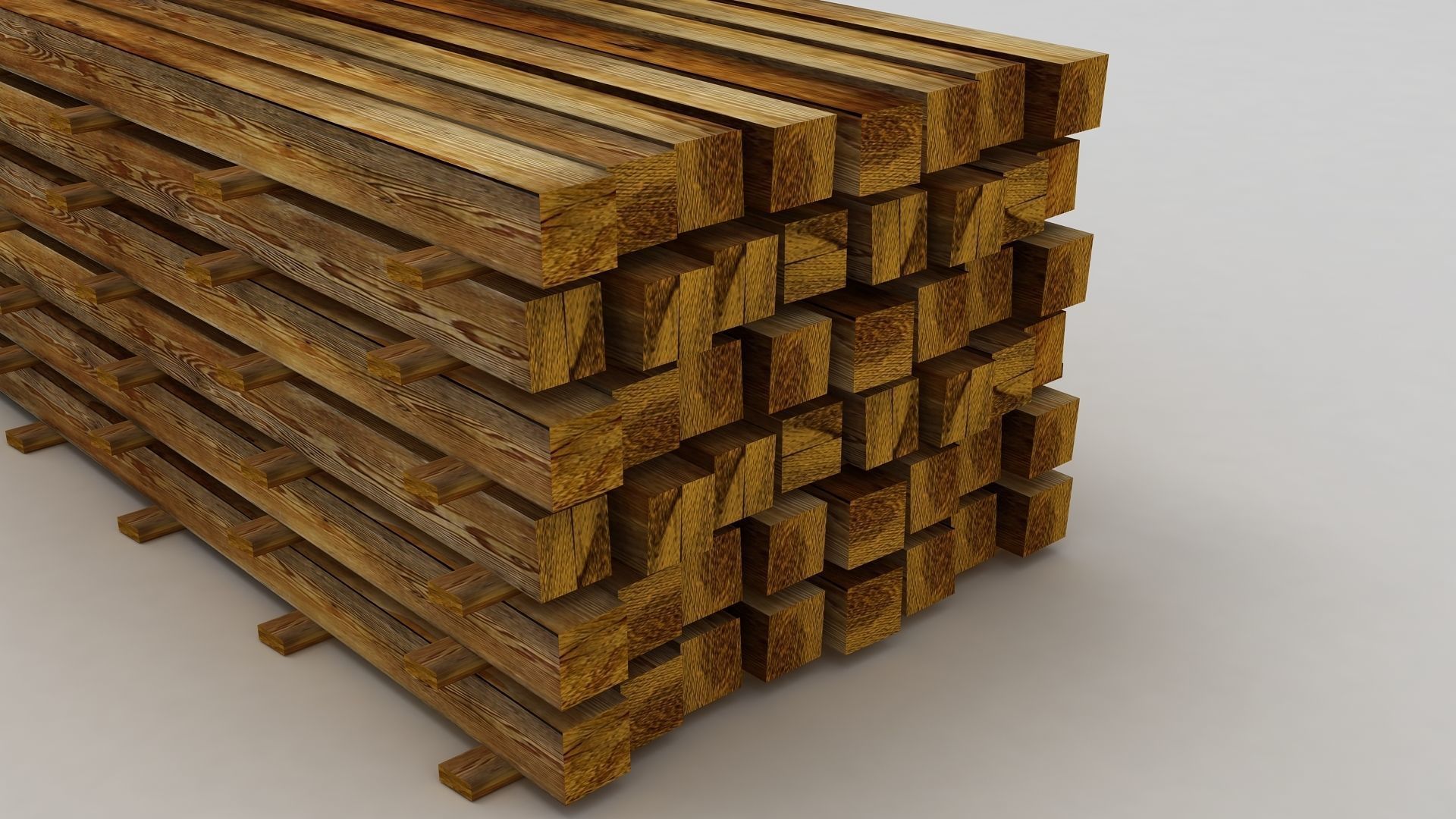 Wooden Bar Stack 3D model_2