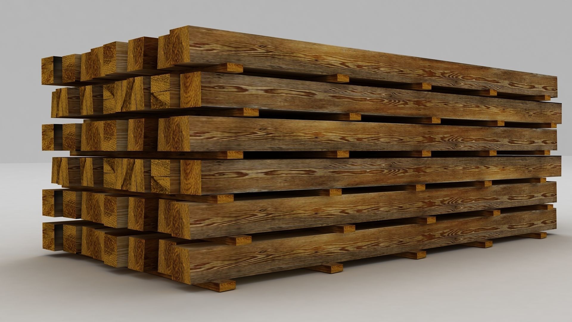 Wooden Bar Stack 3D model_1