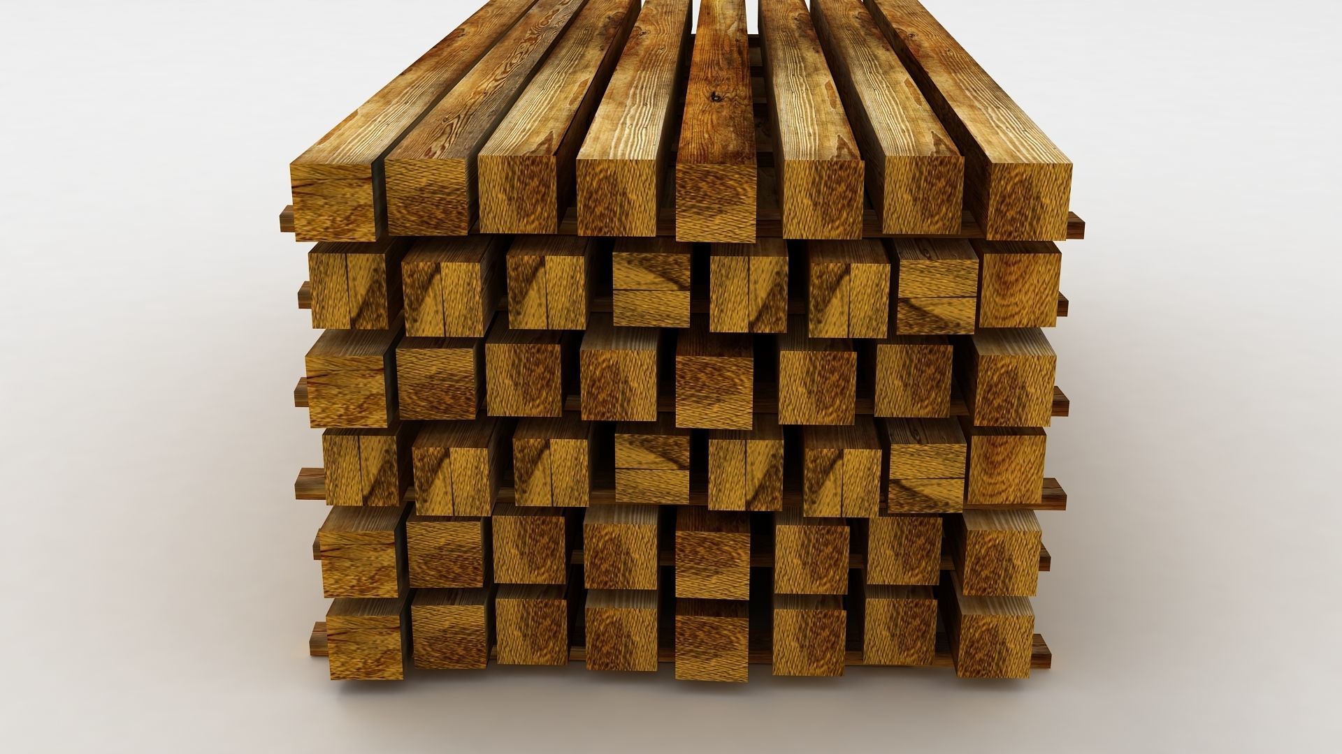 Wooden Bar Stack 3D model_4