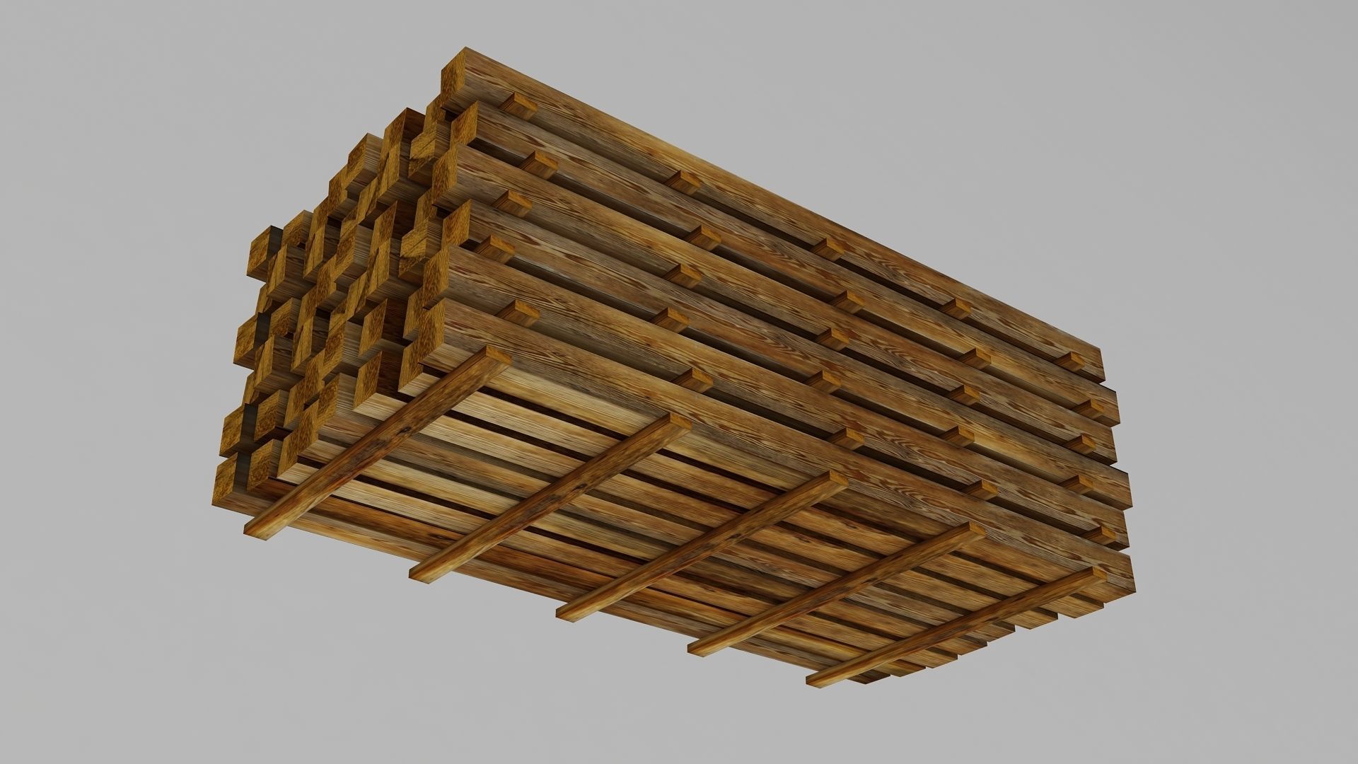 Wooden Bar Stack 3D model_3