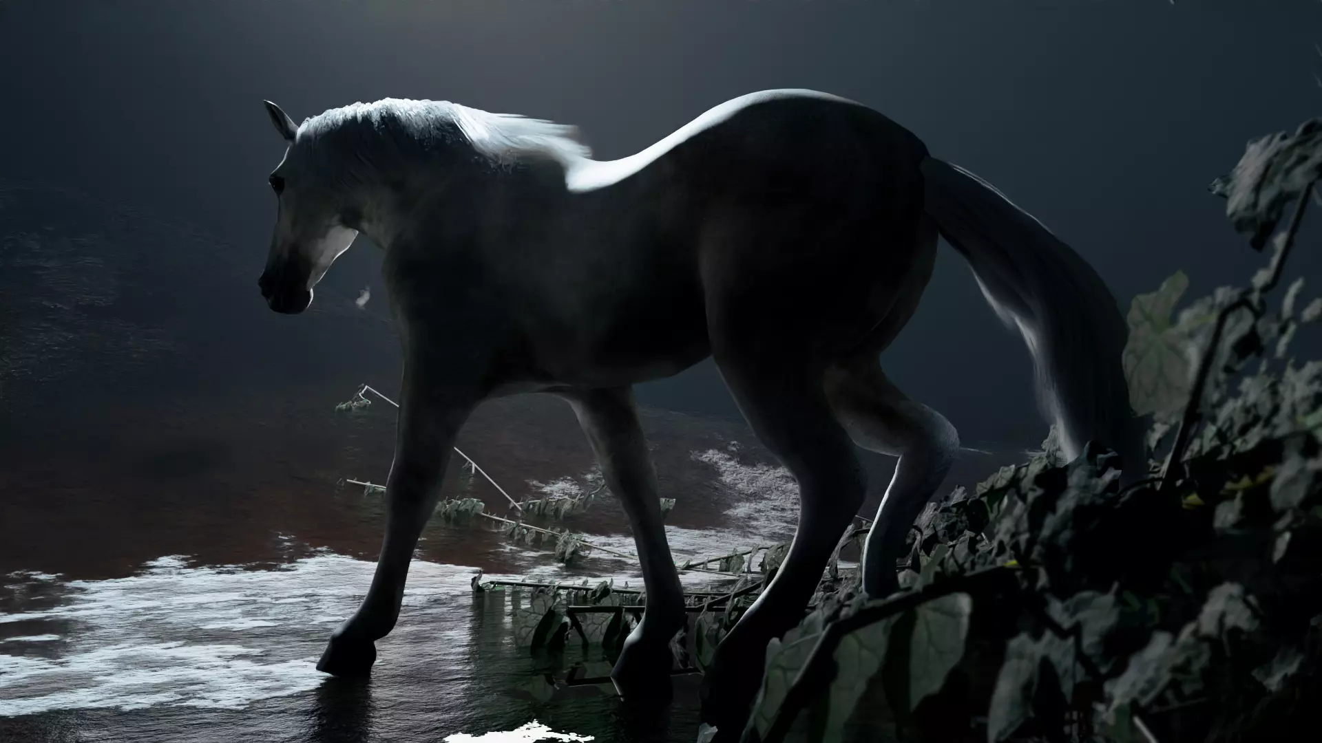 White Horse Low Poly Game-Ready PBR Rigged Animated Low-poly 3D model_0