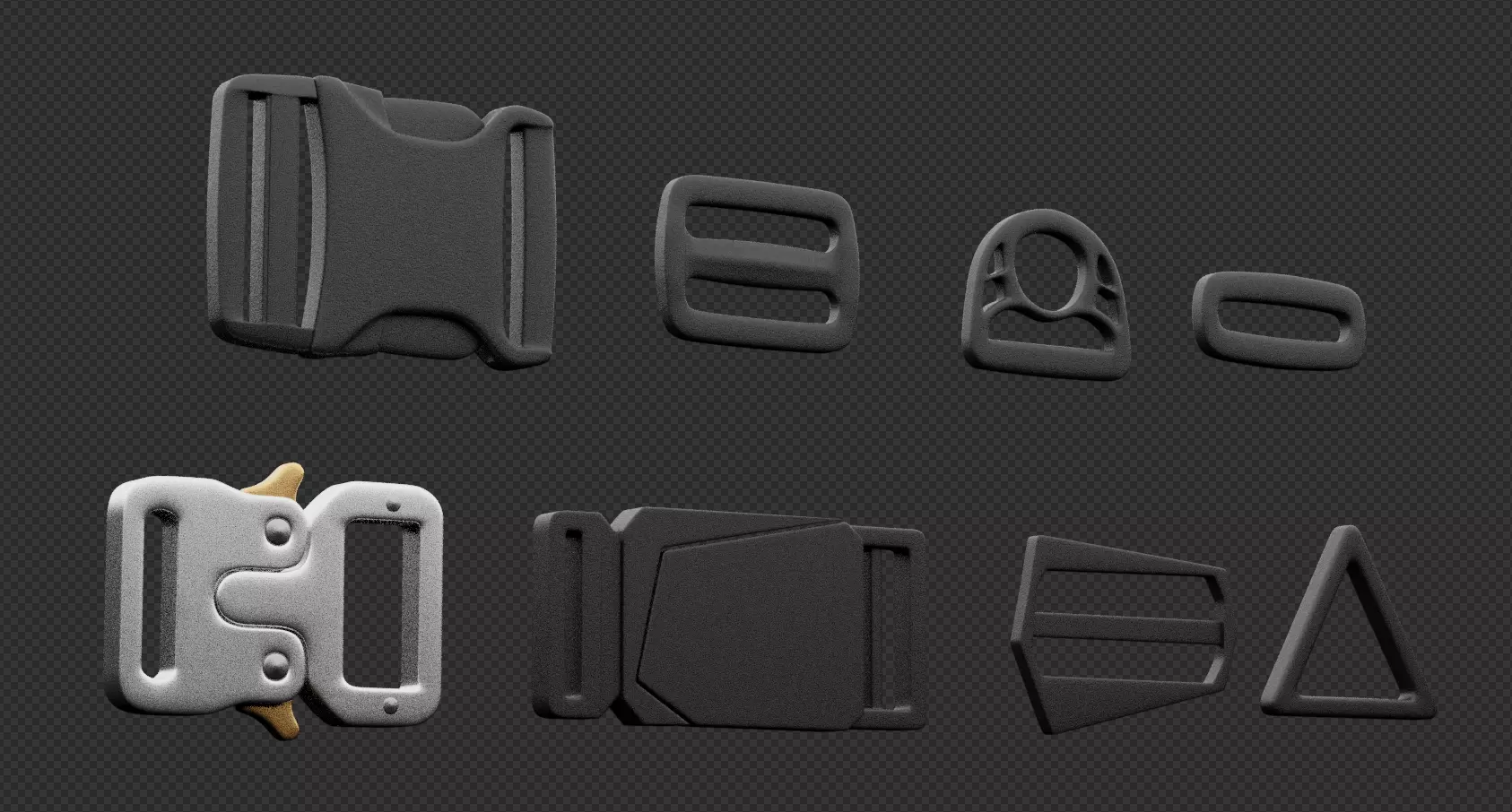 Cloth buckles pack 3D model