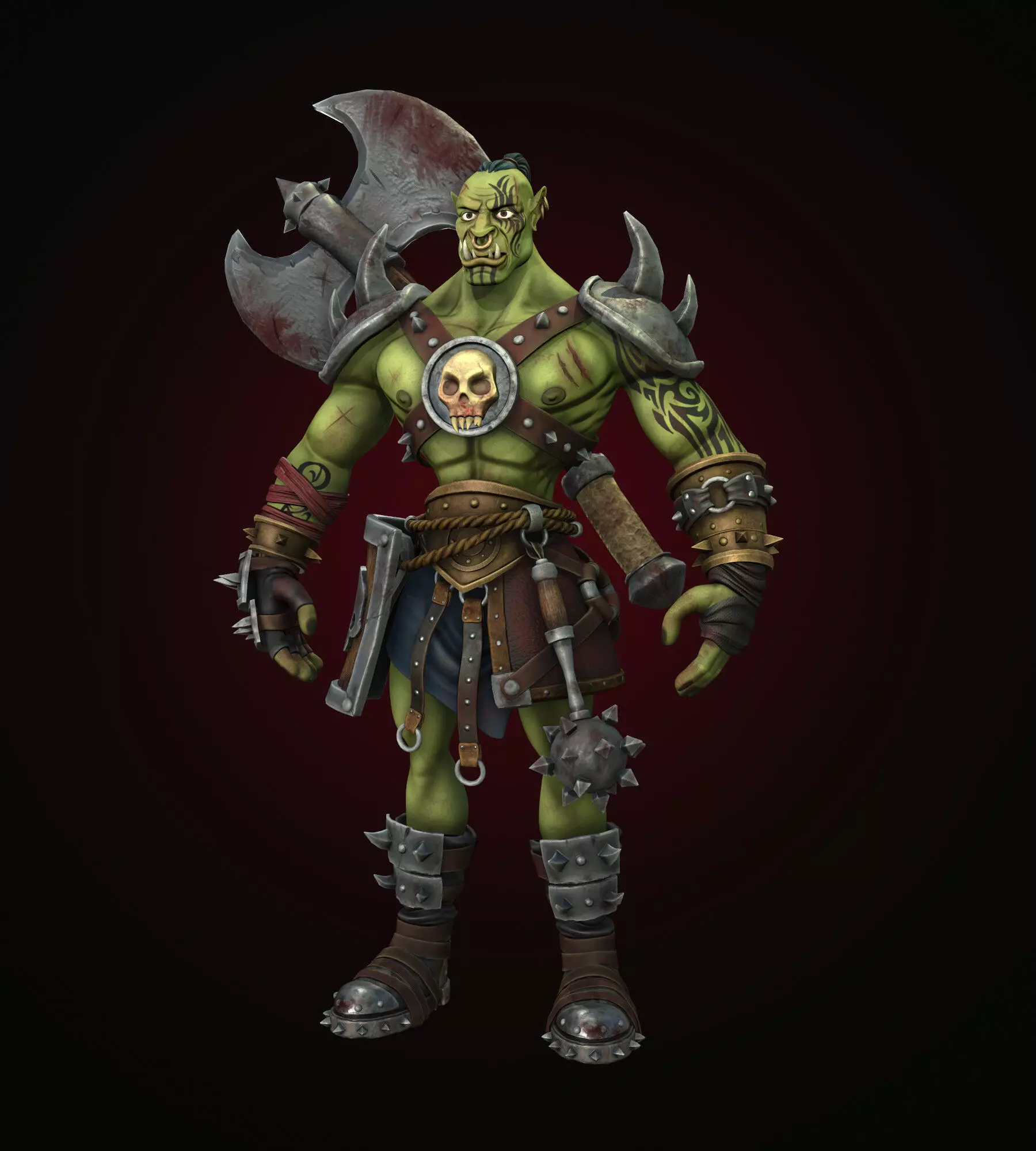 Stylized Warrior Orc Low Poly Low-poly 3D model_0