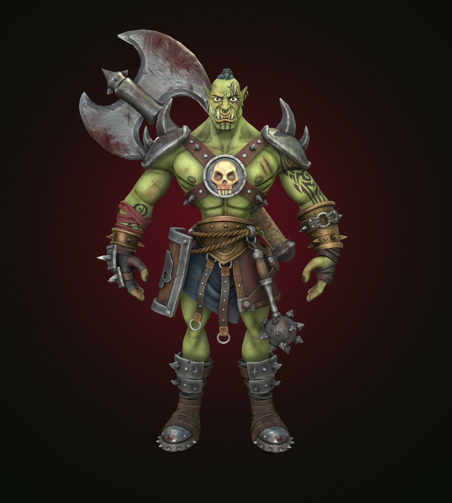 Stylized Warrior Orc Low Poly Low-poly 3D model_4