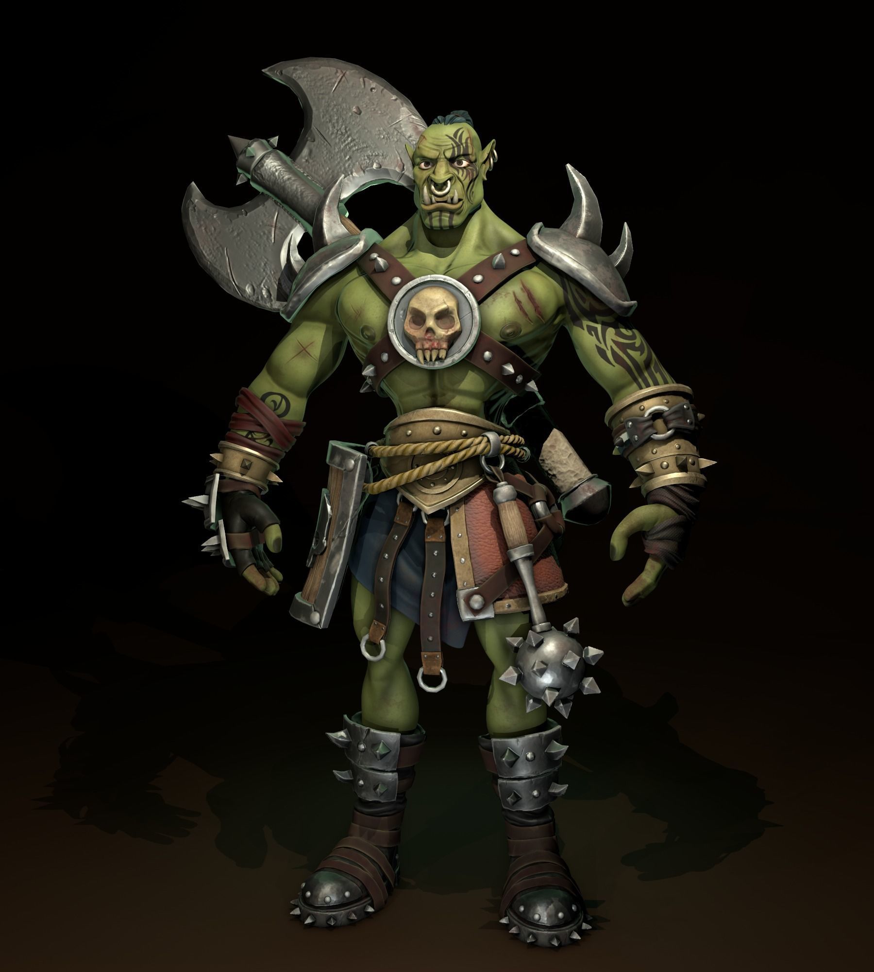 Stylized Warrior Orc Low Poly Low-poly 3D model_2
