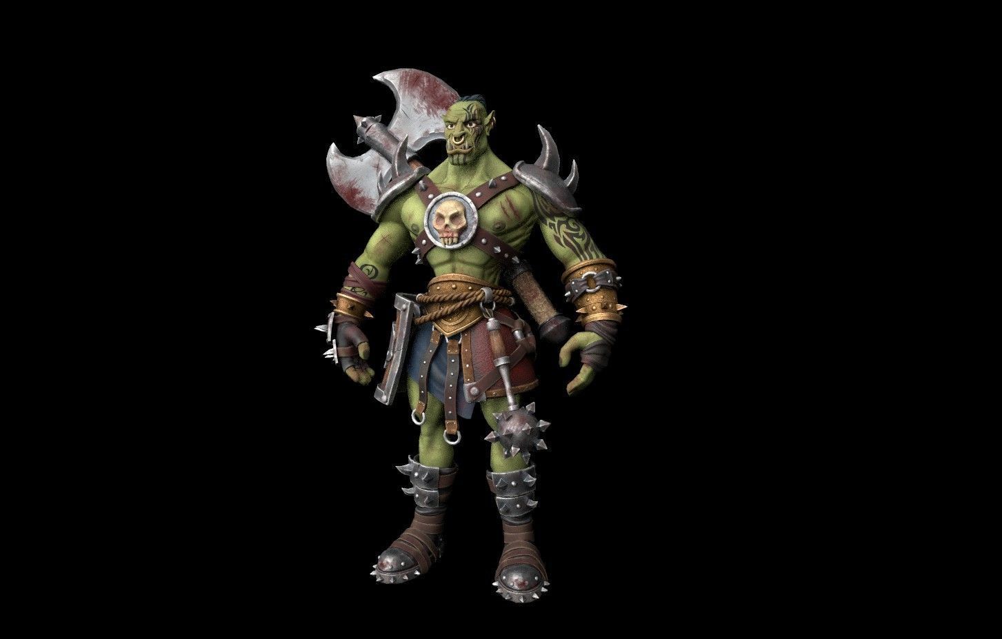 Stylized Warrior Orc Low Poly Low-poly 3D model_3