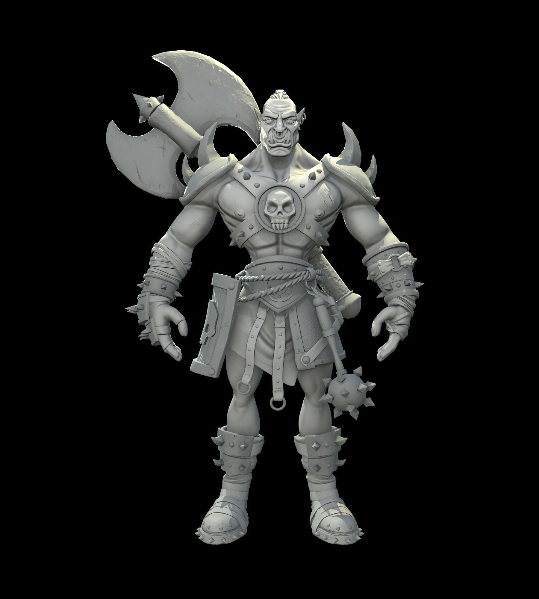 Stylized Warrior Orc Low Poly Low-poly 3D model_5
