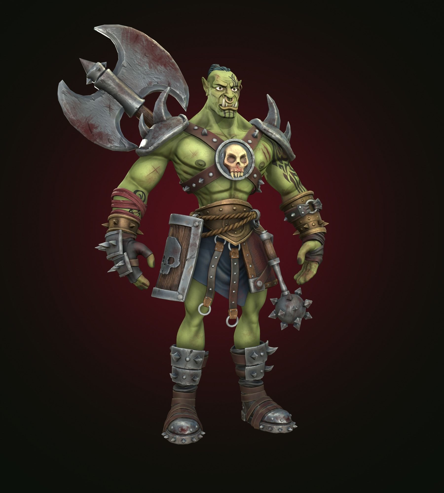 Stylized Warrior Orc Low Poly Low-poly 3D model_1