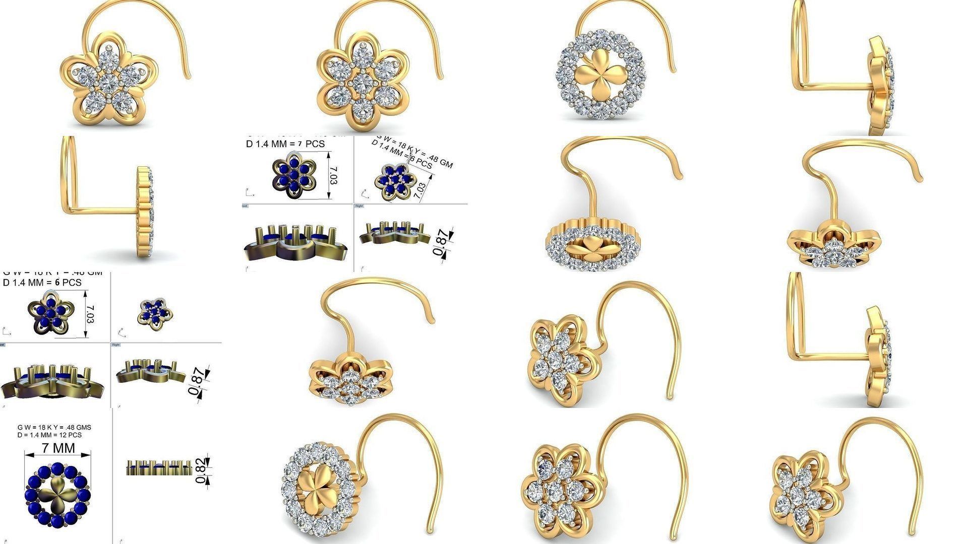 19 Nose Pin 3dm renders details 3D Model Collection_1