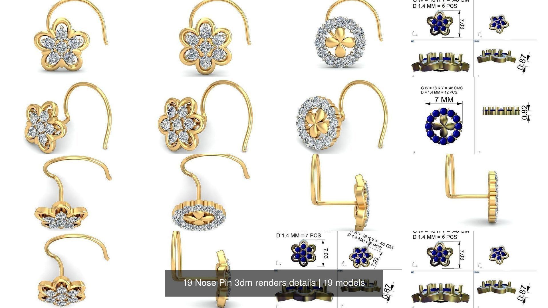 19 Nose Pin 3dm renders details 3D Model Collection_2