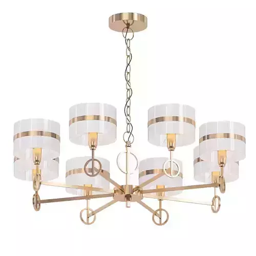 Guenael light chandelier in brass with shades 3D model