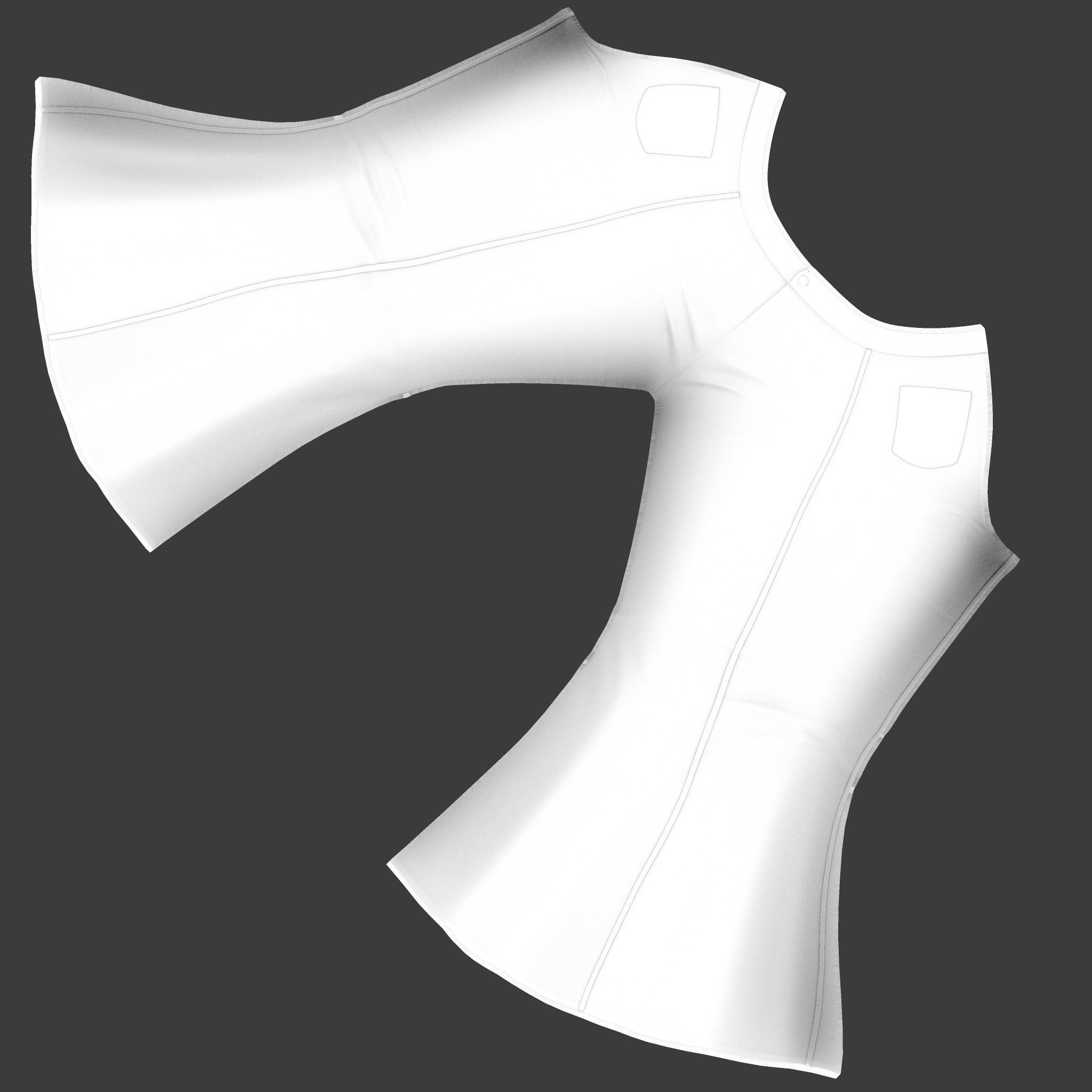 Ladies Flare Bell Bottom Jeans Pants Low-poly 3D model_12