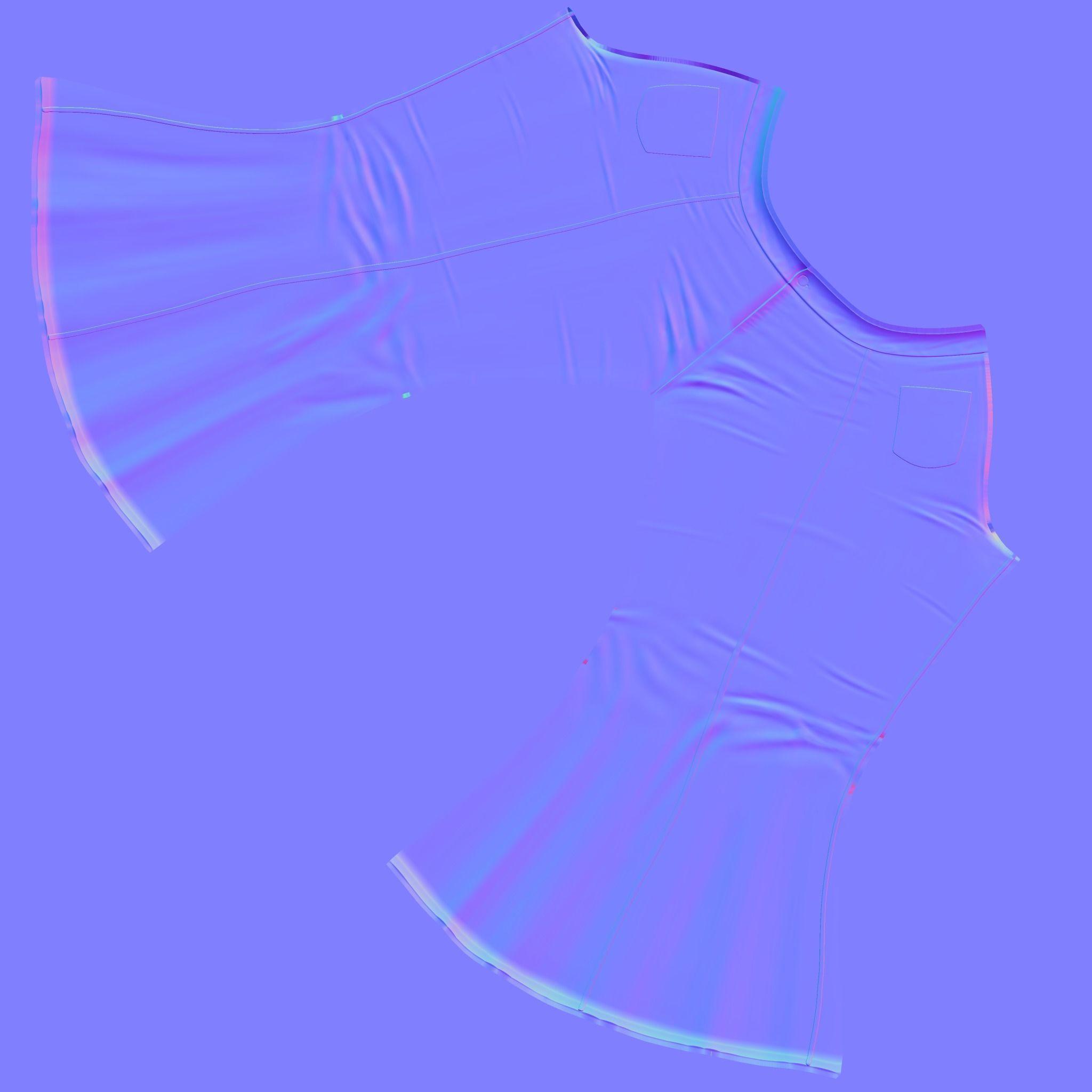 Ladies Flare Bell Bottom Jeans Pants Low-poly 3D model_10