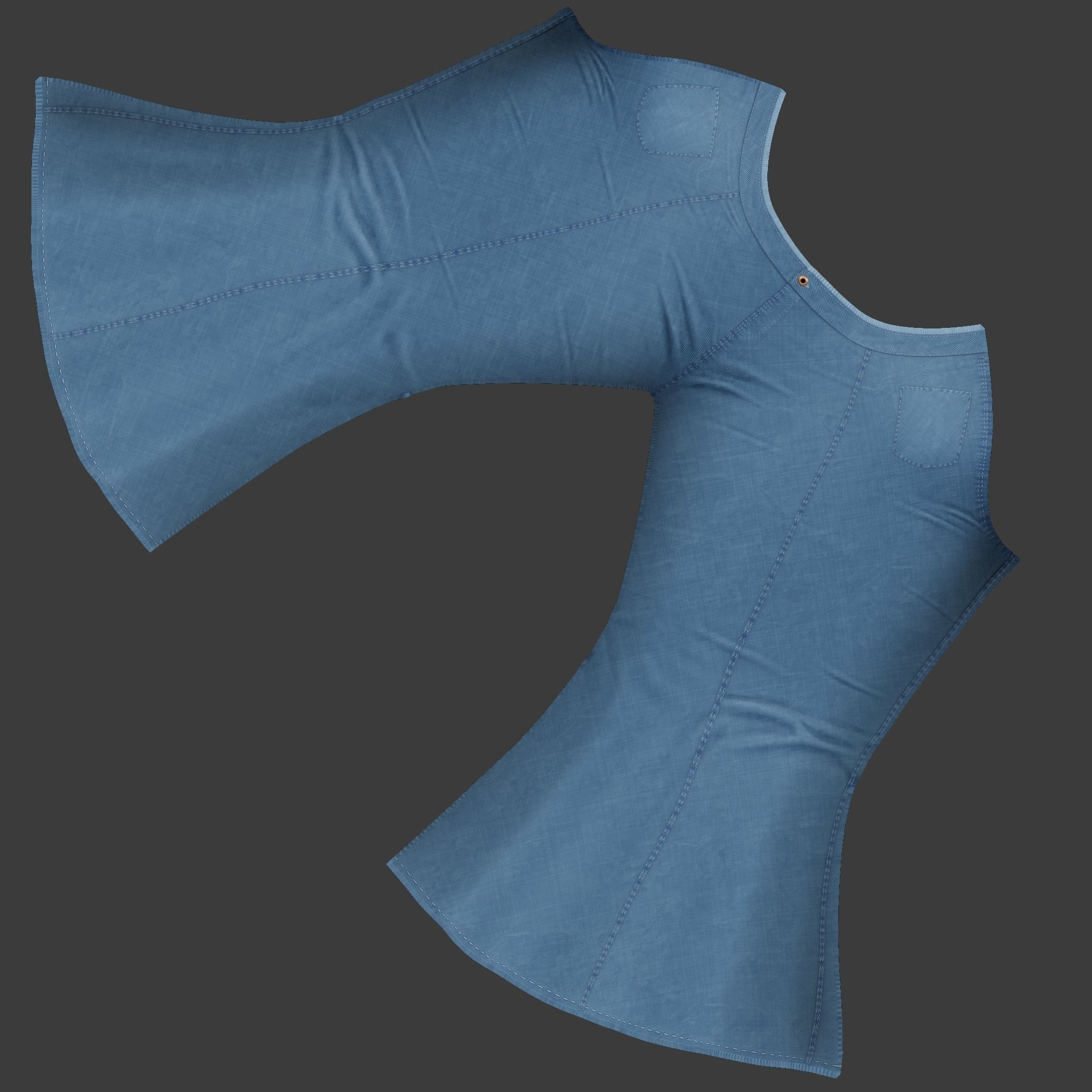 Ladies Flare Bell Bottom Jeans Pants Low-poly 3D model_9