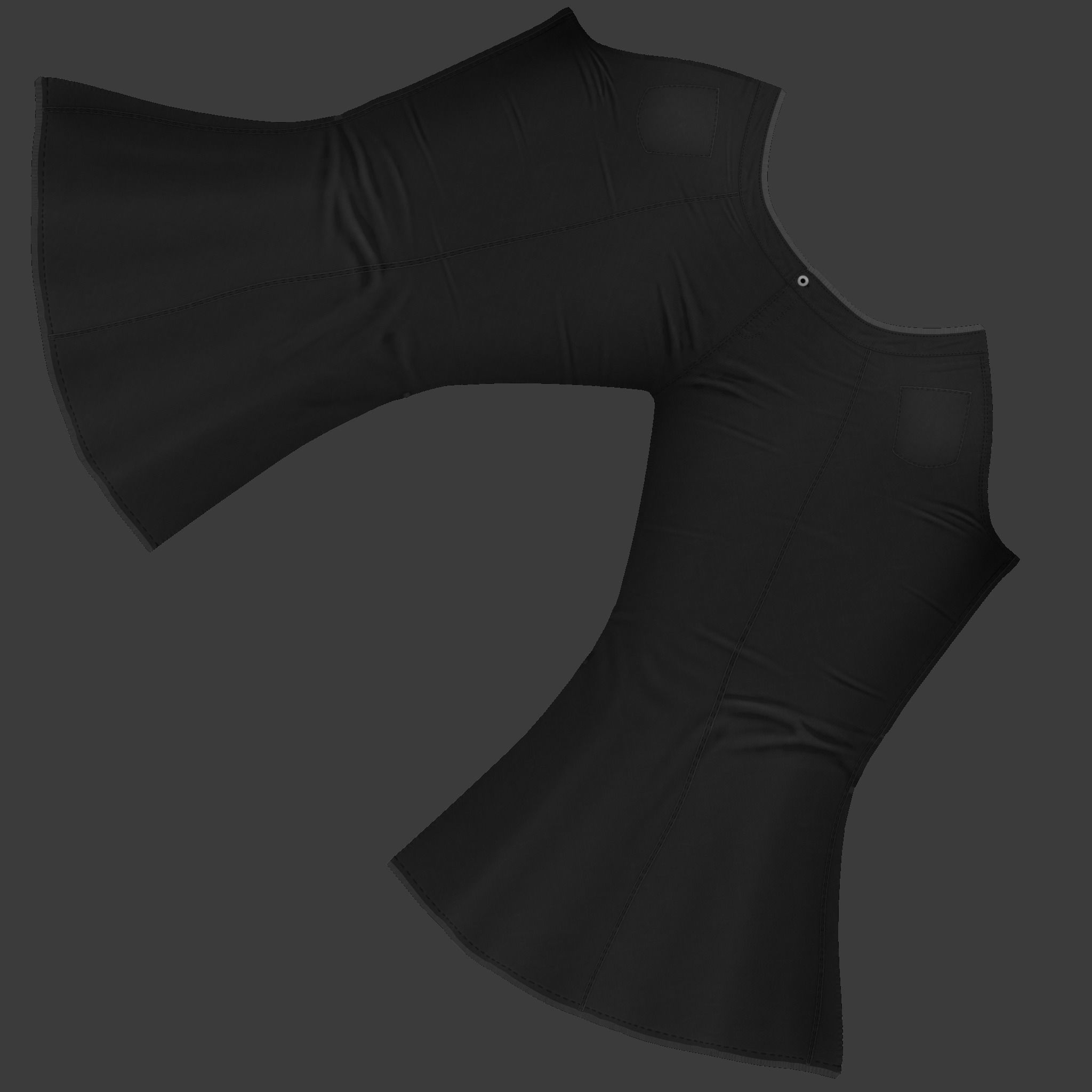 Ladies Flare Bell Bottom Jeans Pants Low-poly 3D model_11