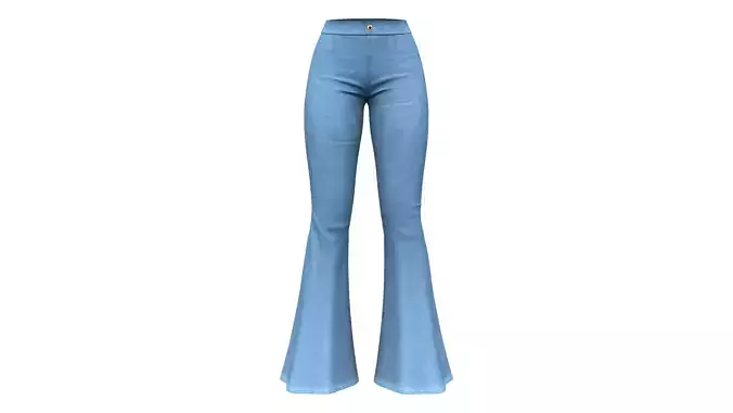 Ladies Flare Bell Bottom Jeans Pants Low-poly 3D model