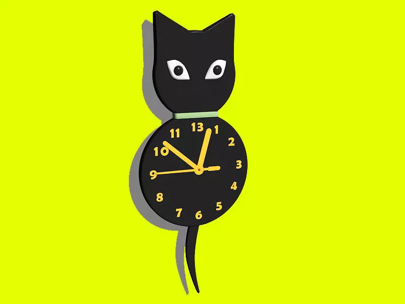 black cat wall clock 3D model_0