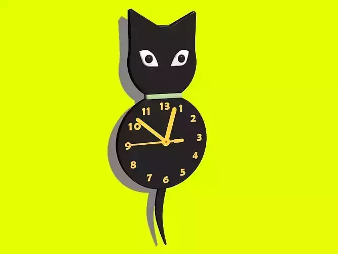 black cat wall clock 3D model