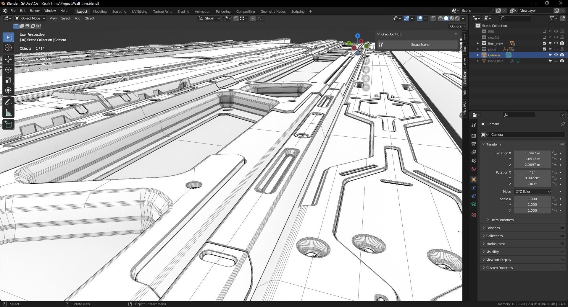 Scifi Trim Sheet High Poly 3D model_7