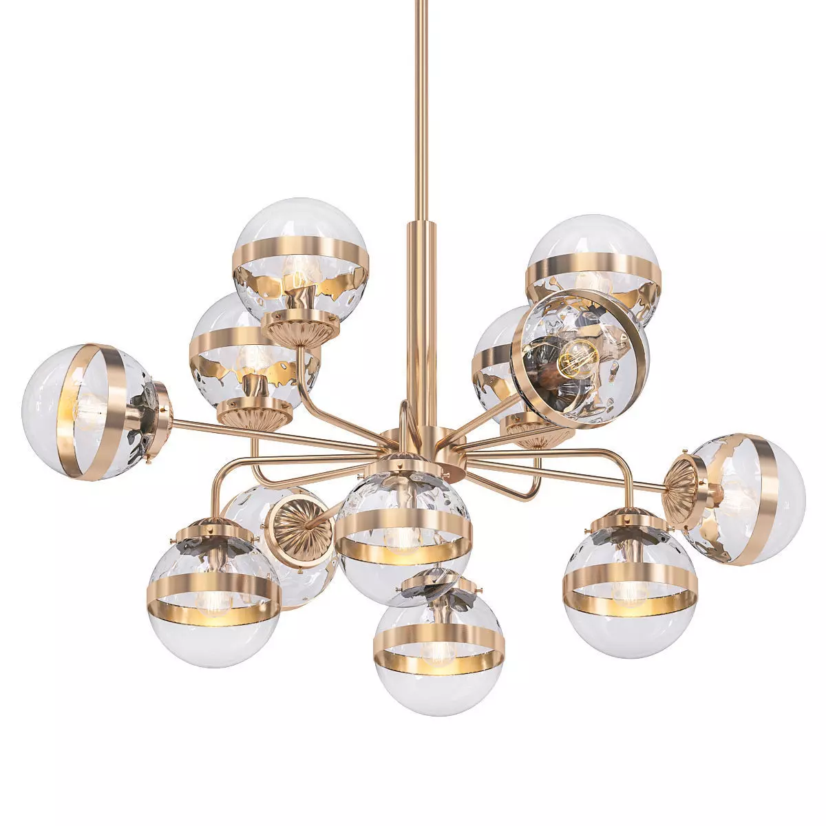Greyson chandelier with clear glass balls and gold finish 3D model_0