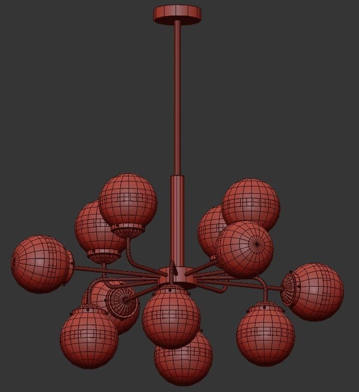 Greyson chandelier with clear glass balls and gold finish 3D model_1