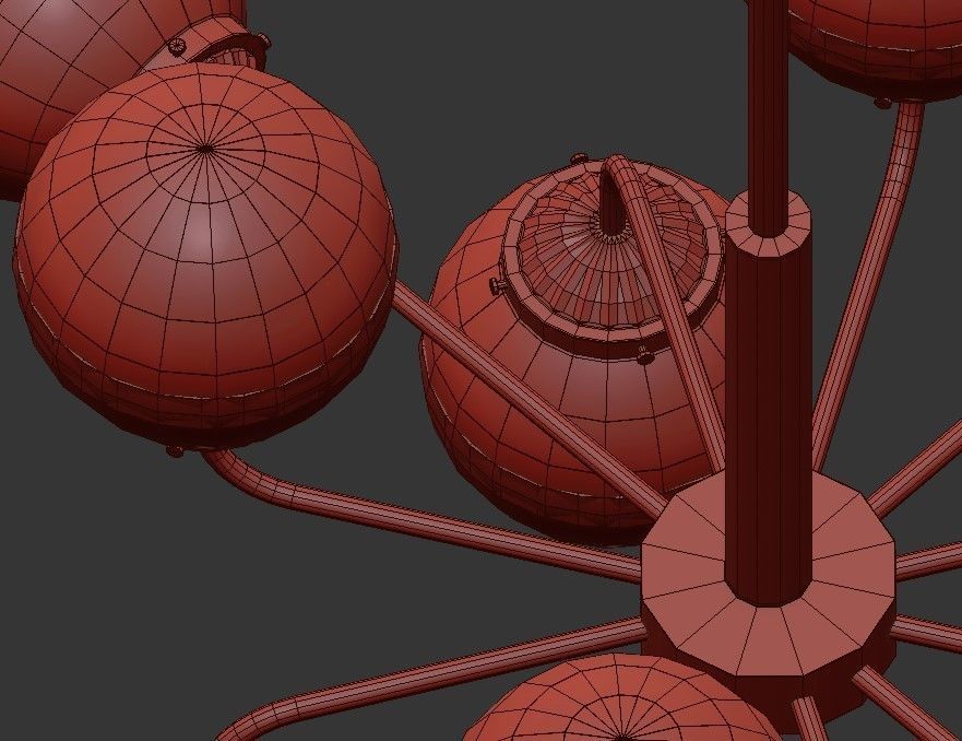 Greyson chandelier with clear glass balls and gold finish 3D model_2