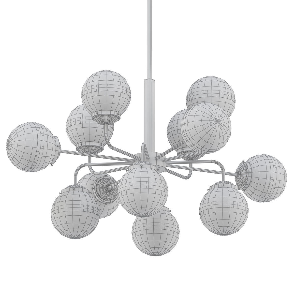 Greyson chandelier with clear glass balls and gold finish 3D model_4