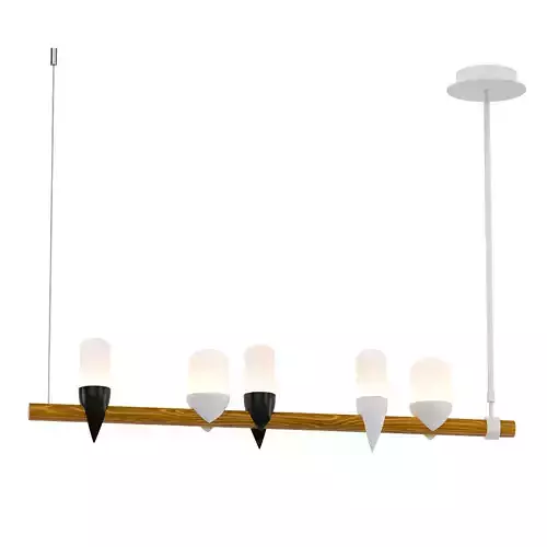 Ebenezer five light fixtures hanging from wooden rod
