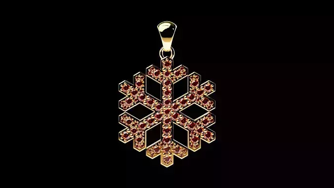 Snowflake with garnet pendant 