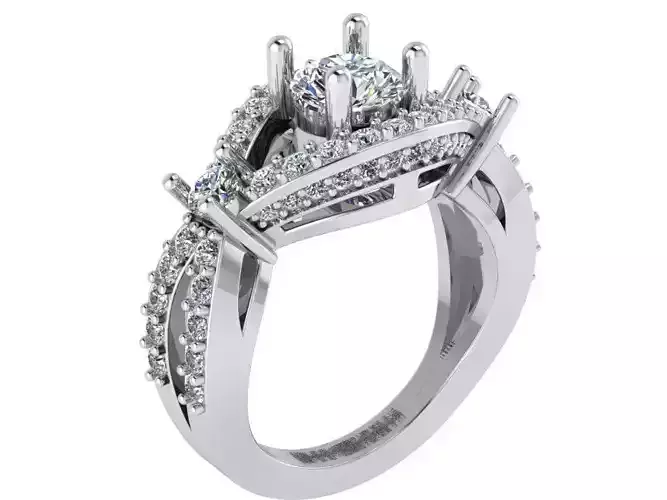 Unique ring with Diamond stones 1949 3D print model