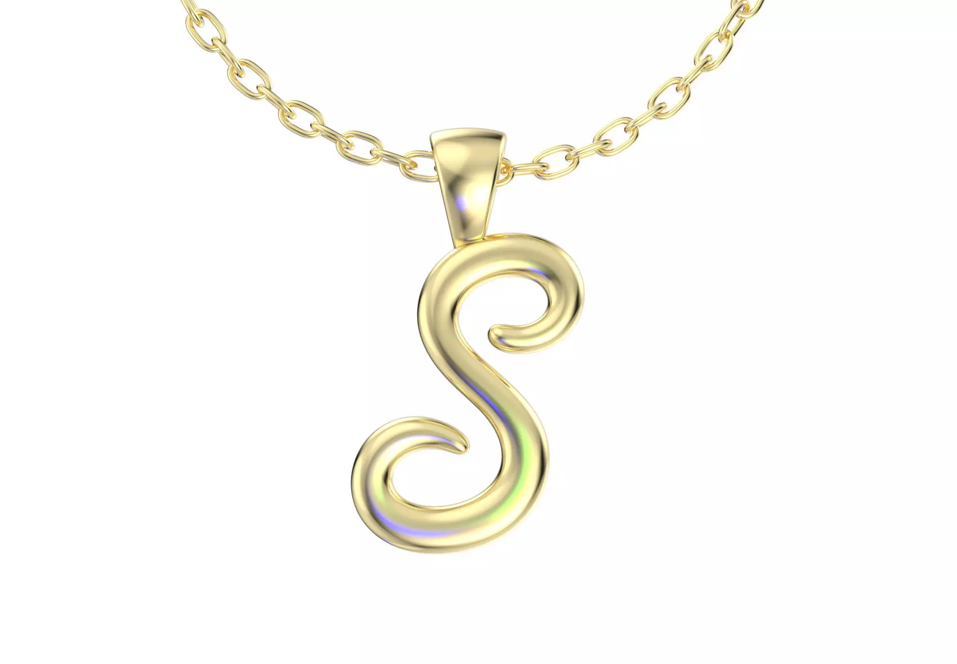 S Font Name Pendant With Shiny Surface-JDSS-SHINY 3D print model