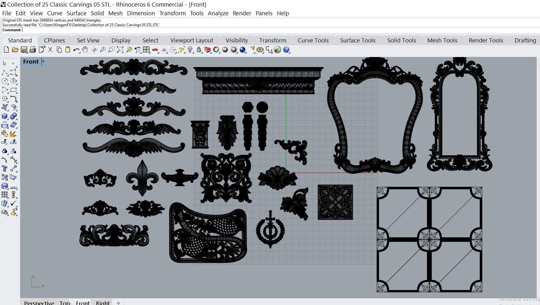 Collection of 25 Classic Carvings 05 Low-poly 3D model_1