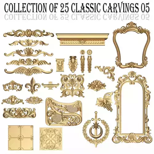Collection of 25 Classic Carvings 05 Low-poly 3D model