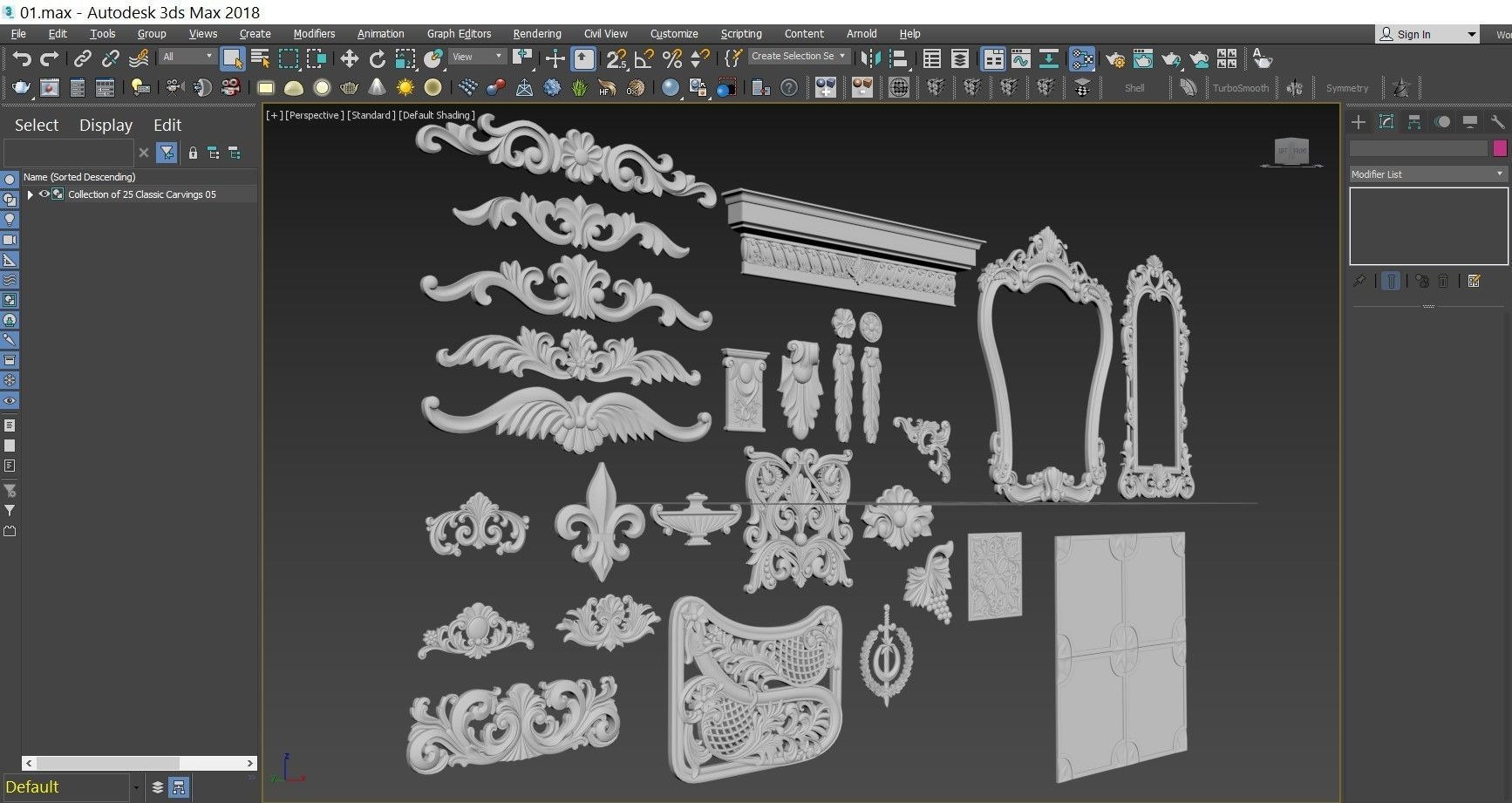 Collection of 25 Classic Carvings 05 Low-poly 3D model_2