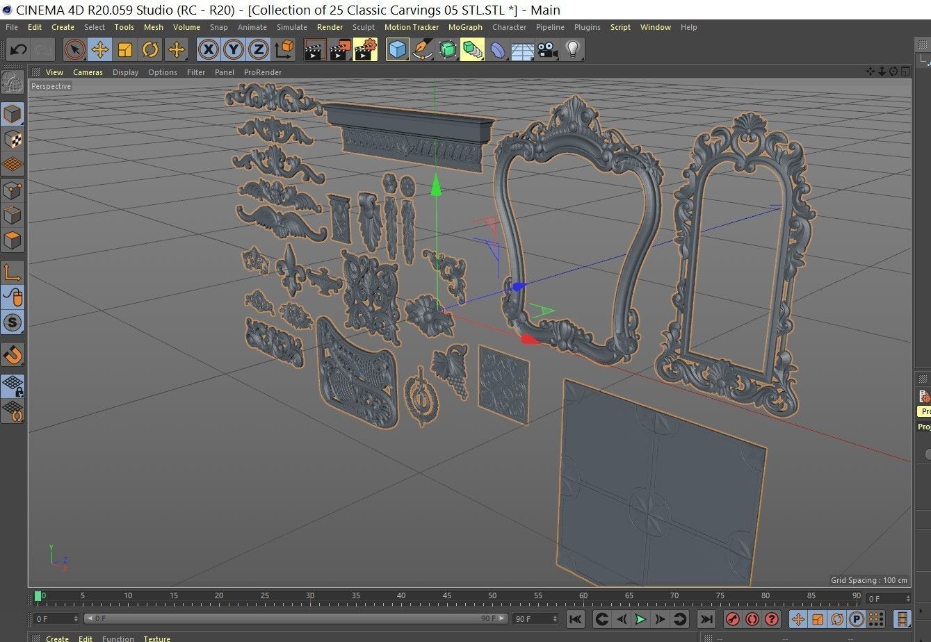 Collection of 25 Classic Carvings 05 Low-poly 3D model_4