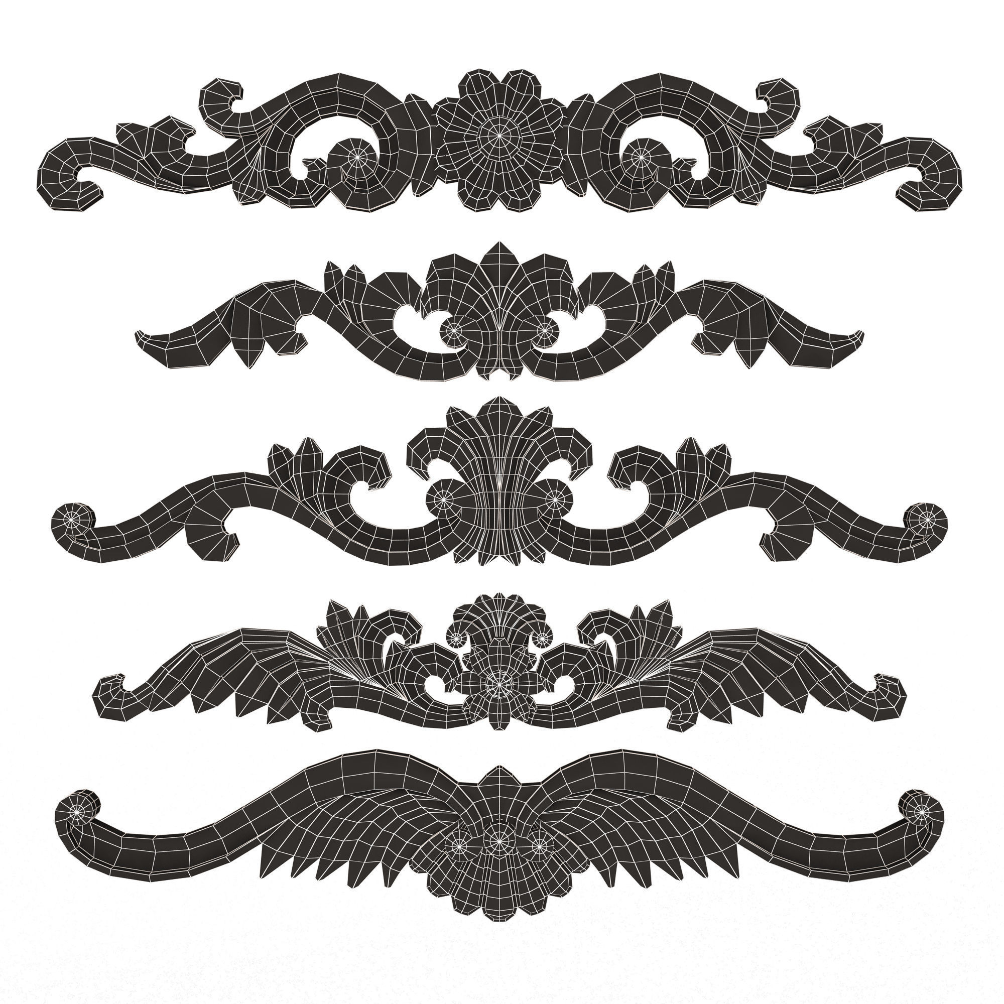 Collection of 25 Classic Carvings 05 Low-poly 3D model_51